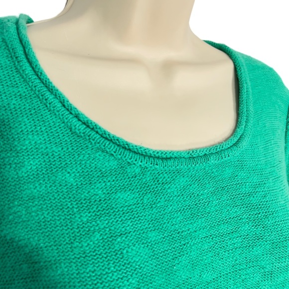 J Collection Green Rolled Cuff Collar 3/4 Length Sleeve Sweater M Soft Costal - Picture 6 of 9